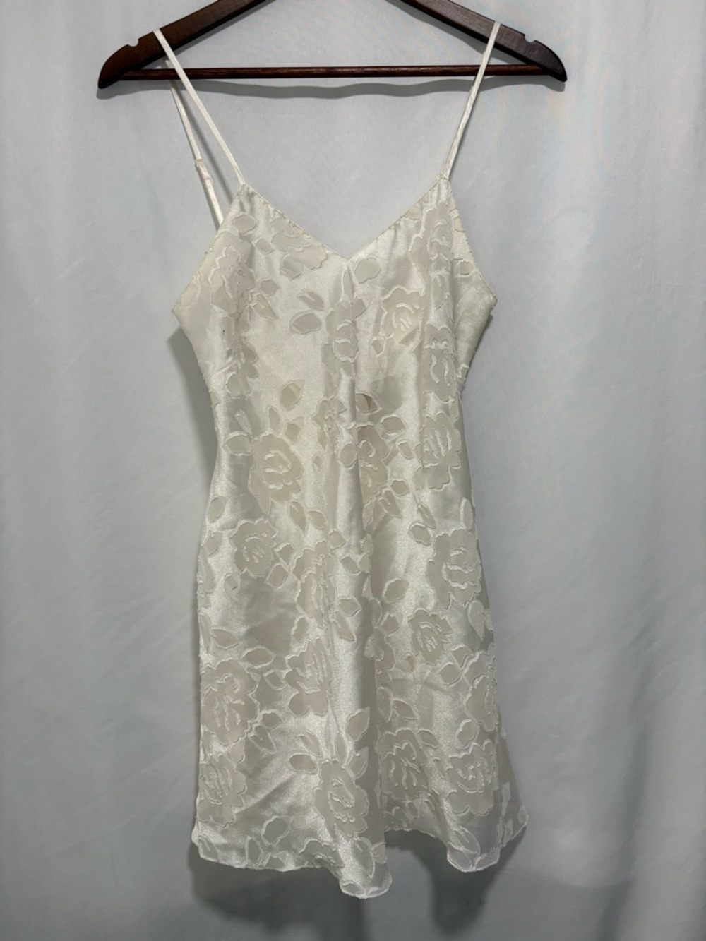 Vintage Victoria’s Secret Petite White Satin Slip Dress Lace Up Back Coquette